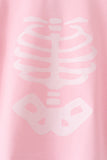 Pink skeleton print ruffle pants set
