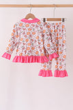 Pink milk cookie bamboo ruffle pajama set