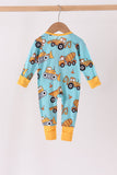 Construction Trucks Zip Bamboo Romper