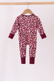 Pink leopard bamboo zipper romper