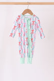Green bow christmas tree bamboo zipper romper