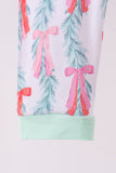 Green bow christmas tree bamboo pants set