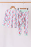 Green bow christmas tree bamboo pants set