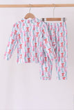 Green bow christmas tree bamboo pajama set