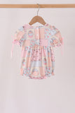 Pink pumpkin embroidery ruffle bubble