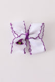 Purple witch hat embroidery crochet edge hair bow