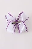 Purple witch hat embroidery crochet edge hair bow