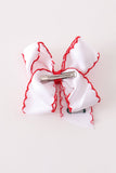 Red christmas tree embroidery crochet edge hair bow