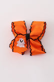 Orange ghost embroidery crochet edge hair bow
