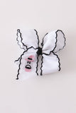 Black ghost embroidery crochet edge hair bow