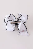 Black ghost embroidery crochet edge hair bow
