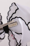 Black ghost embroidery crochet edge hair bow