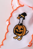 Orange goose pumpkin embroidery crochet edge hair bow
