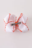 Orange turkey embroidery crochet edge hair bow