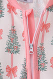 Pink Christmas Tree Bow Romper