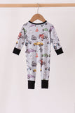 Black Racing Zip Bamboo Romper