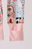 Pink Farm Animals Zip Bamboo Romper
