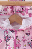 Pink Flamingo Ruffle Raincoat