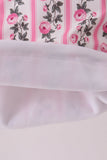Pink Floral Stripe Ruffle Raincoat