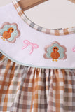 Khaki Turkey Bow Embroidery Bloomer Set
