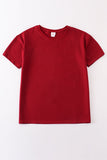 Maroon blank basic t-shirt Adult Kids and baby bubble
