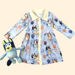 Blue Dog Button Front Dress