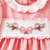 Pink Gingham Bow Smock L/S Outfit