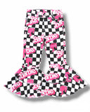 Barbie Checkered Double Bell Bottom Jeans