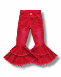 Red Double Bell Bottom Jeans