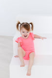 Neon Pink S/S Flutter Sleeve Leotard