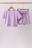 Lavender scalloped mom&me shorts set