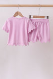 Pink scalloped mom&me shorts set