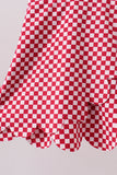 Red checkered bow active dress