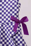 Purple checkered bow active dress
