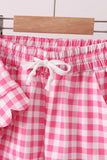 Pink gingham scalloped shorts set