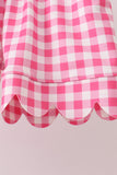 Pink gingham scalloped shorts set