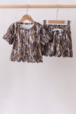 Camouflage scalloped mom & me shorts set