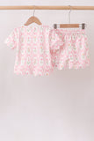 Floral Silky Scalloped Short Set