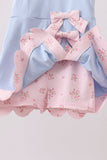 Blue Performance Bow Sash Scalloped Dress