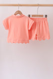 Coral Scalloped Polo Set