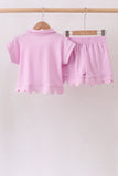 Pink Scalloped Polo Set