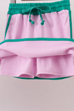 Pink color block Ringer Skorts Set