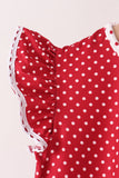 Red polka dot pocket ruffle pants set