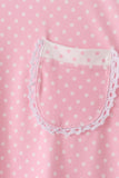 Pink polka dot pocket ruffle pants set