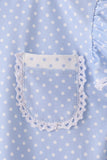 Blue polka dot pocket ruffle pants set