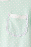 Green polka dot pocket ruffle pants set
