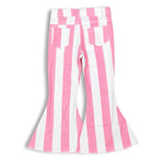Pink Striped Flare Bell Bottom Jeans