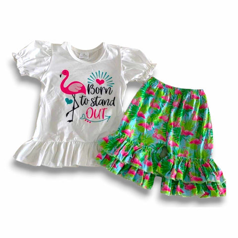 Born to Stand Out Flamingo Short Set
