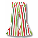 Green & Red Striped Bell Bottom Jeans *PRE ORDER*