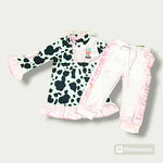 Pink Ruffle Cow Pant Set